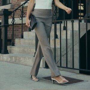 Mid Rise Straight Leg Gingham Pants